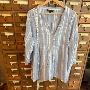 2X Club Z Collection Blue Striped Women's Blouse